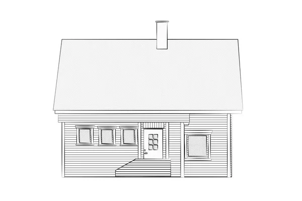房屋插图 小楼或住宅的草图 — 图库照片
