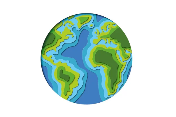 World Illustration Earth Paper Cut — Vector de stock