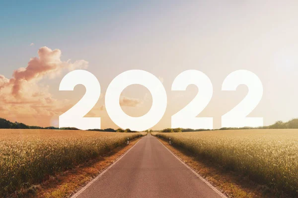 Strada Diritta Verso Felice Anno Nuovo 2022 — Foto Stock