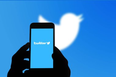 San Francisco, USA - July 2021: Twitter logo on mobile phone screen clipart