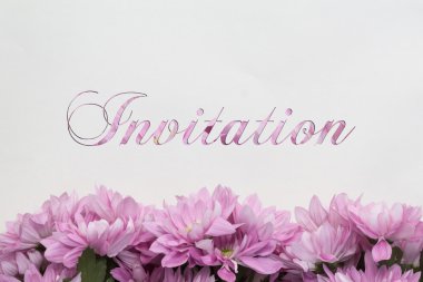 Invitation - flowers and text with floral background clipart