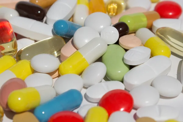 Colored pills, capsules, tablets — Stock Photo, Image