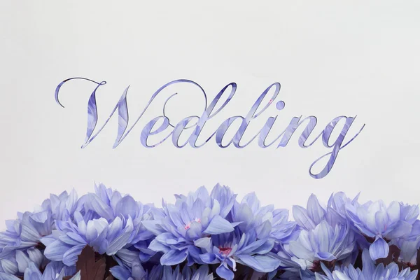 婚礼鲜花装饰、 花卉背景和漂亮的书法 — 图库照片