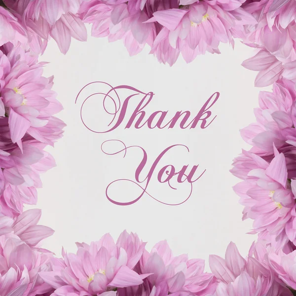 Дякую, квіти прикраси, квіткова рамка і красивий почерк — стокове фото