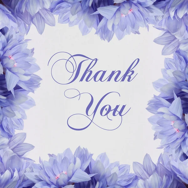 Thank you flowers decoration, floral frame and beautiful handwriting — стоковое фото