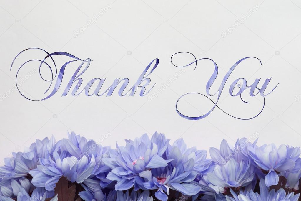 Thank you -  flowers decoration , floral background and beautiful handwriting