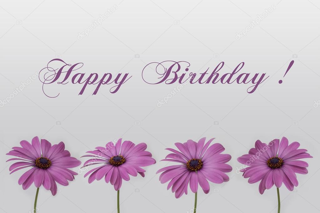 Carte D Anniversaire Joyeux Fleurs Et Texte Manuscrit Avec Decoration Florale Image Libre De Droit Par Hanohiki C