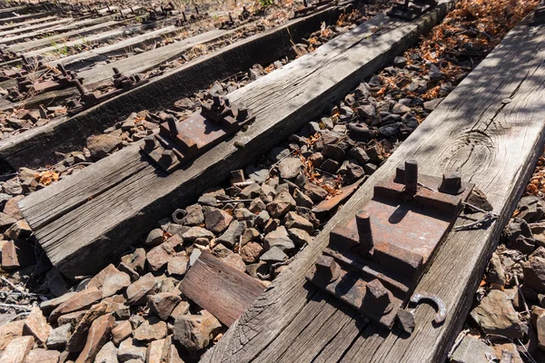 古い鉄道、草に覆われた鉄道 — ストック写真