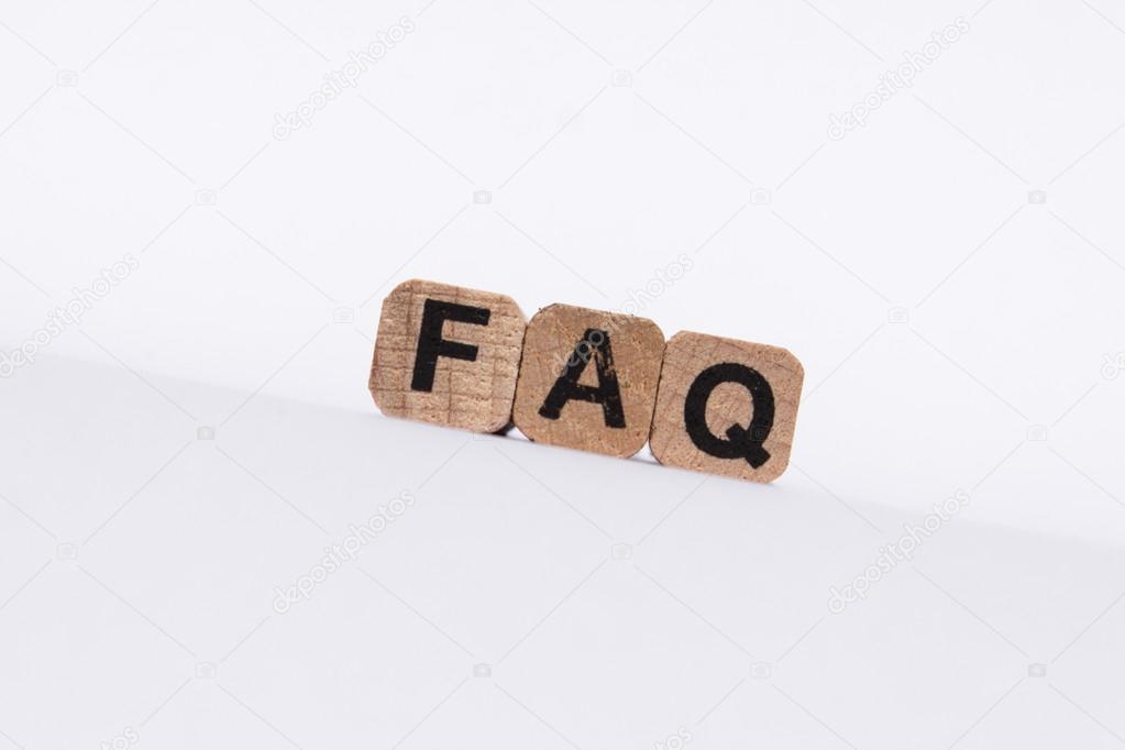 faq, frequently asked questions - letters on white background