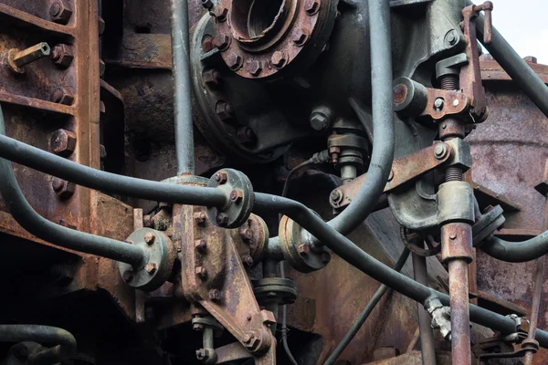 Vieja máquina oxidada. detalle de maquinaria metálica oxidada. tecnología envejecida —  Fotos de Stock