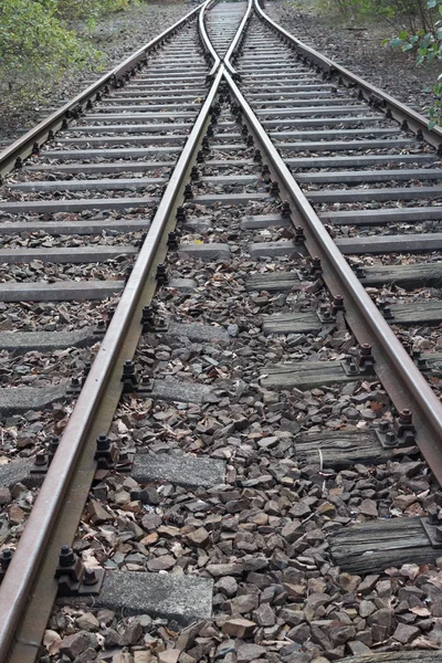 Ferrocarril dividido, ferrocarril de doble vía, vías férreas —  Fotos de Stock