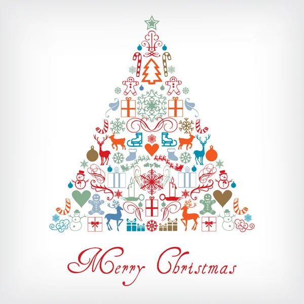 Arbre de Noël - Joyeux Noël carte de voeux — Image vectorielle