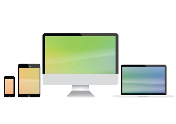 Ekran komputera, laptopa, tabletki i ilustracja inteligentny telefon z kolorowym wyświetlaczem — Zdjęcie stockowe