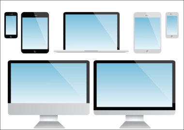 Modern bilgisayar - dizüstü bilgisayar, tablet ve akıllı telefon vektör