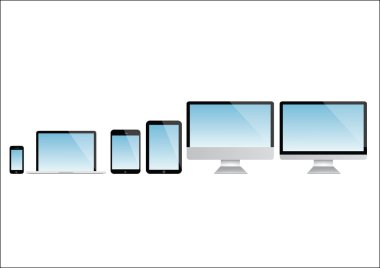 Modern bilgisayar, telefon ve tablet koleksiyonu, vektör grafiği