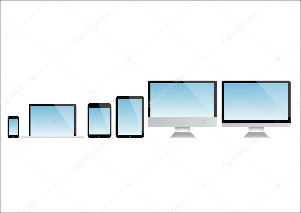 modern computer, phone and tablet collection, vector graphic