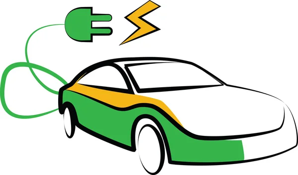 Silhueta carro elétrico moderno. ilustração elétrica do vetor do carro —  Vetores de Stock