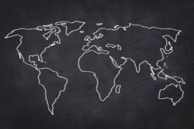 Siyah Kara tahta çizim Dünya Haritası