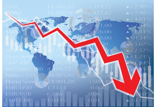 Ilustração queda do mercado de ações —  Vetores de Stock