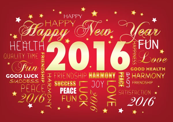 新年あけましておめでとうございます、2016 年タグ クラウド — ストックベクタ