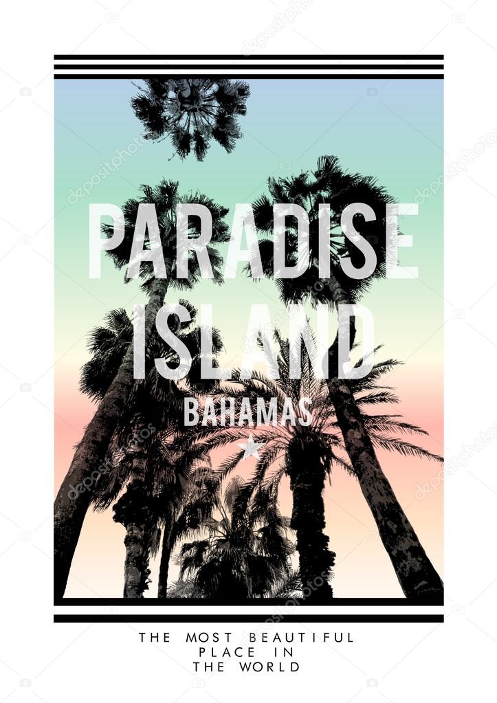 Palm trees print with slogan