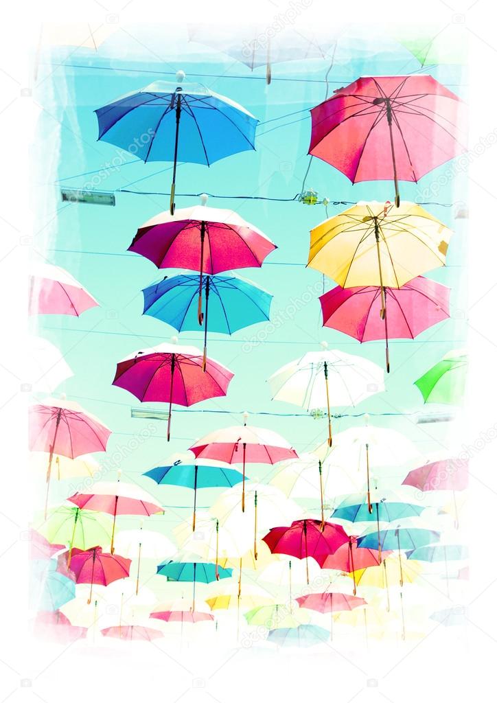 Summer print with umbrellas