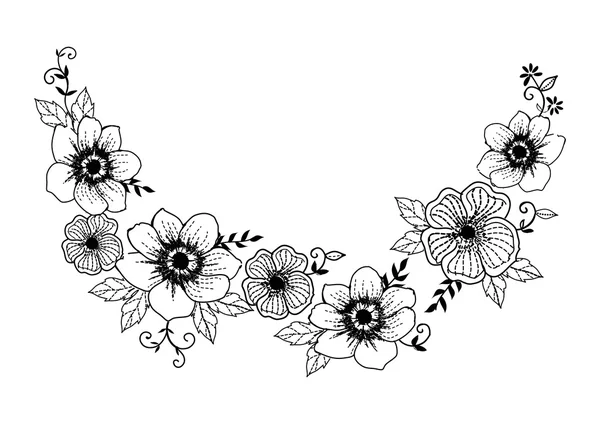 Bordado de cuello floral — Vector de stock
