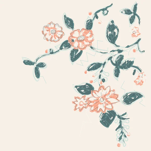 Estampado floral con costuras — Vector de stock