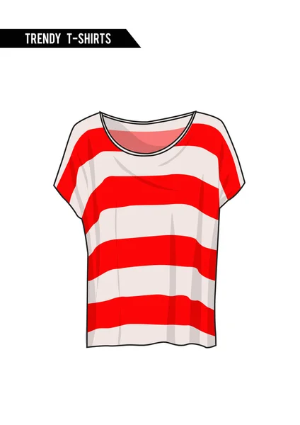 Trendy gestreept t-shirt met korte mouw — Stockvector