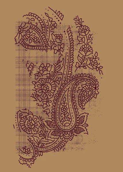 Paisley print med tartan — Stock vektor