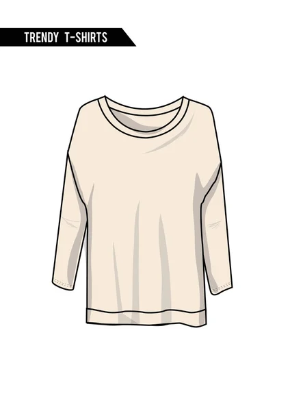 T-shirt na moda com manga comprida — Vetor de Stock