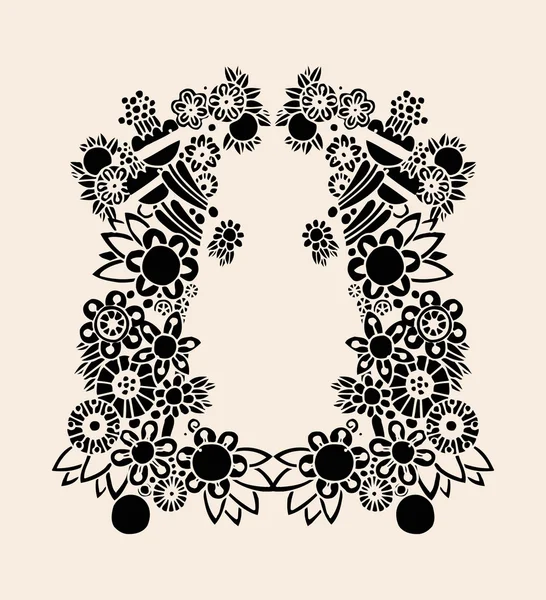 Impression florale monochrome — Image vectorielle