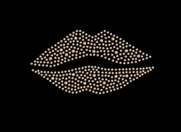 Lèvres avec goujons sur noir — Image vectorielle