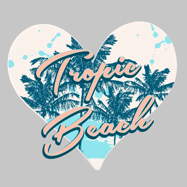 Tropical print in heart shape — Stock Vector