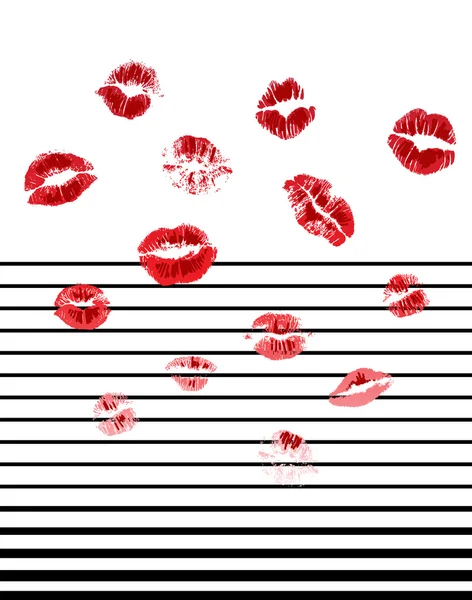 Labios con patrón de rayas — Vector de stock