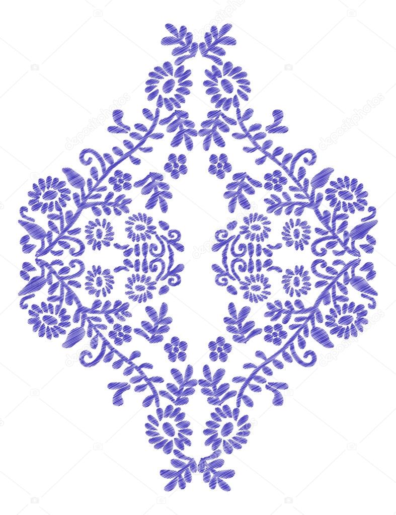 Embroidery pattern, floral motif