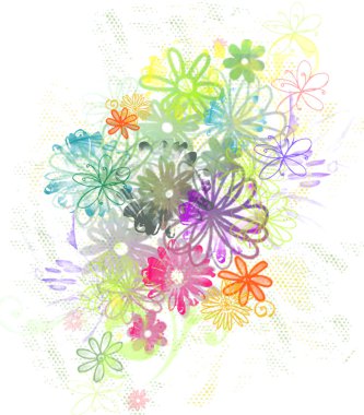 Renkli, doodle çiçekler