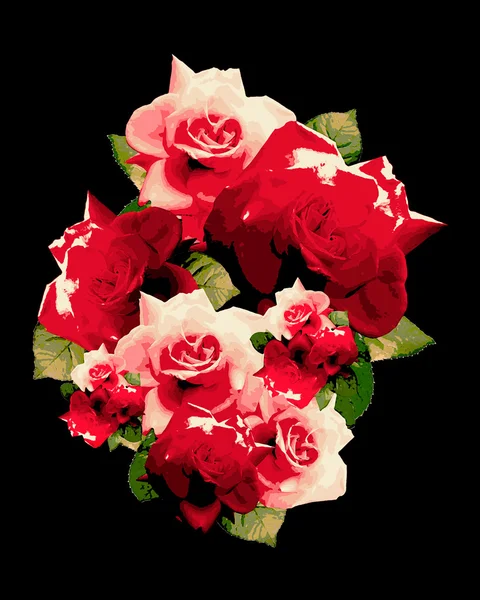 Buquê de rosas rosa e vermelha — Fotografia de Stock