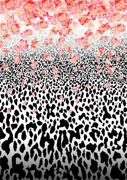 Leopar kürkü pembe çiçekli