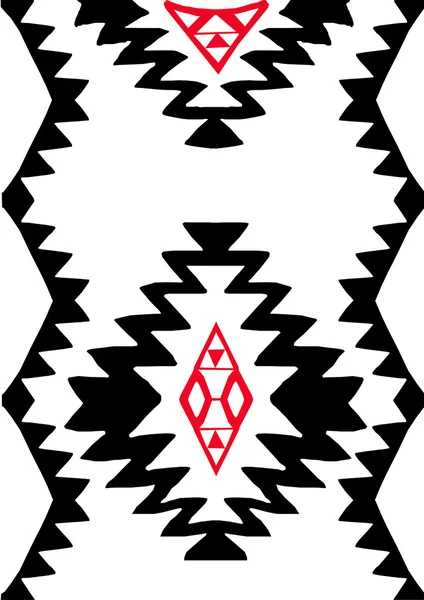 Impression tribale, ethnique, noire et rouge — Image vectorielle