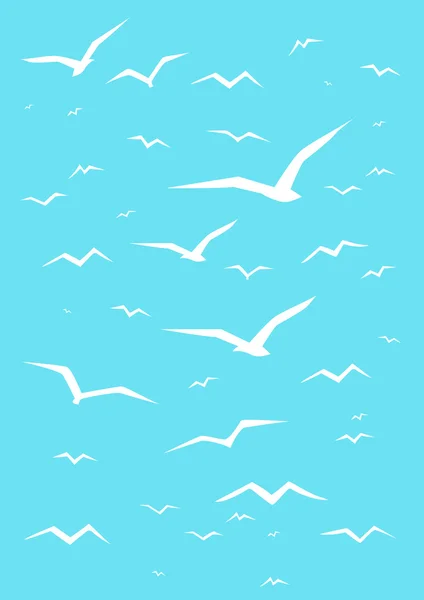 Siluetas simples de gaviota blanca — Vector de stock