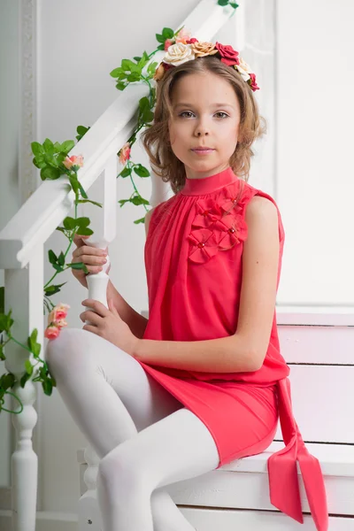 Studio foto di una ragazza su uno sfondo chiaro — Foto Stock