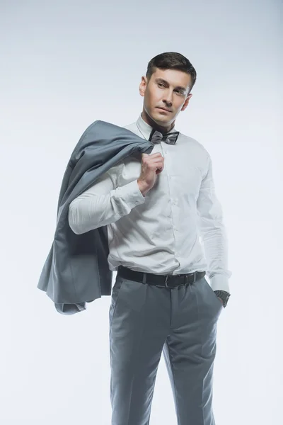 Portrait of a elegant handsome business man on white background — Stock Photo, Image