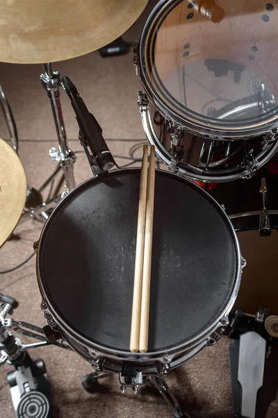 Drum Kit Stage Rehearsal Base Taken Close — Stock Photo, Image