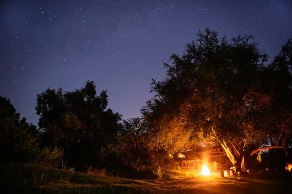 Camping site with startrail — Stock Photo, Image