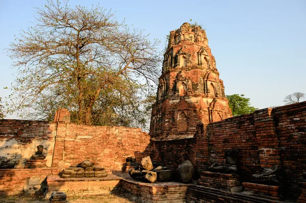 Overview of Ayutthaya temples in Thailand. Ruins of ancient bric — Stock Photo, Image