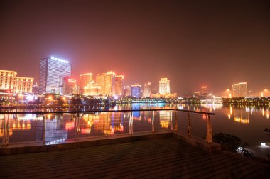 gece, Nanning, Çin modern şehir