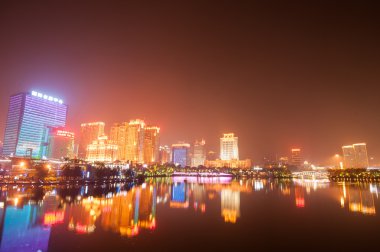 gece, Nanning, Çin modern şehir