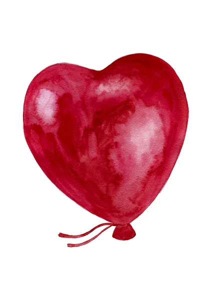 Akvarell ballon alakú szív elszigetelt fehér background — Stock Fotó
