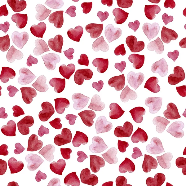 Watercolor hearts raster seamless pattern — Stock Photo, Image
